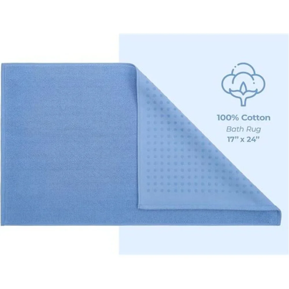 New Bath Rug, 17 in 24 in 100% Cotton Bath Mats Rugs for Bathroom
